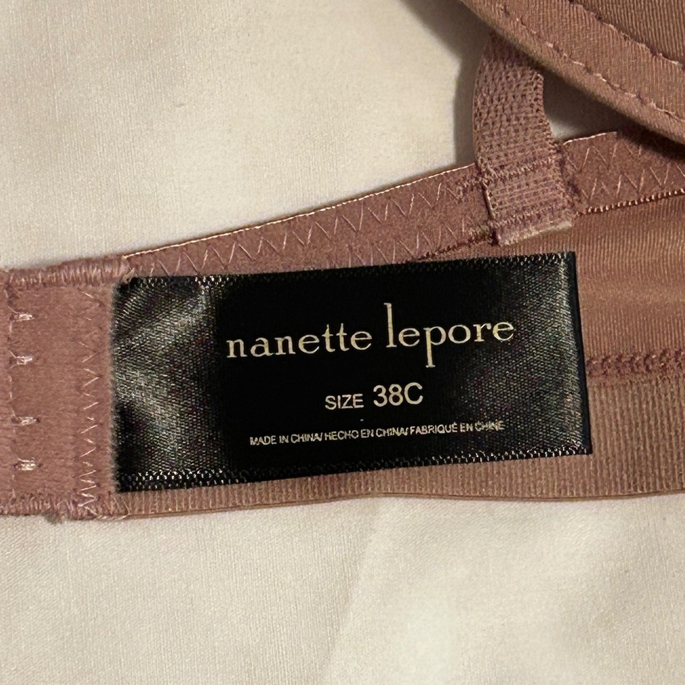 Nanette Lepore Bra‎ 38C Lace Trim Underwire Padded Taupe - Picture 8 of 11